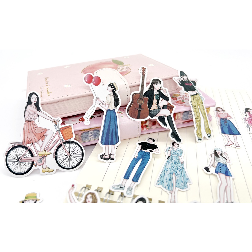 Set 51 Miếng Dán Trang Trí Nhật Ký Thời Trang