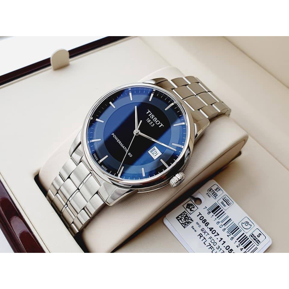 Đồng hồ nam Tissot T0864071105100 dây bạc, mặt đen, máy automatic