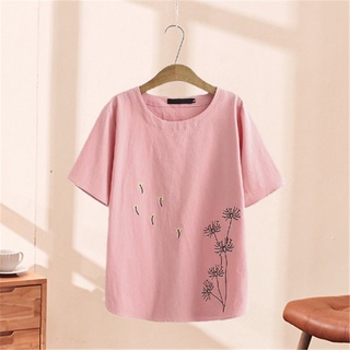  Áo phông nữ thêu hoa bồ công anh trẻ trung chất đũi cao cấp hàng vnxk   Mã SP6  