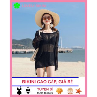 Áo lưới lệch vai đi biển đen