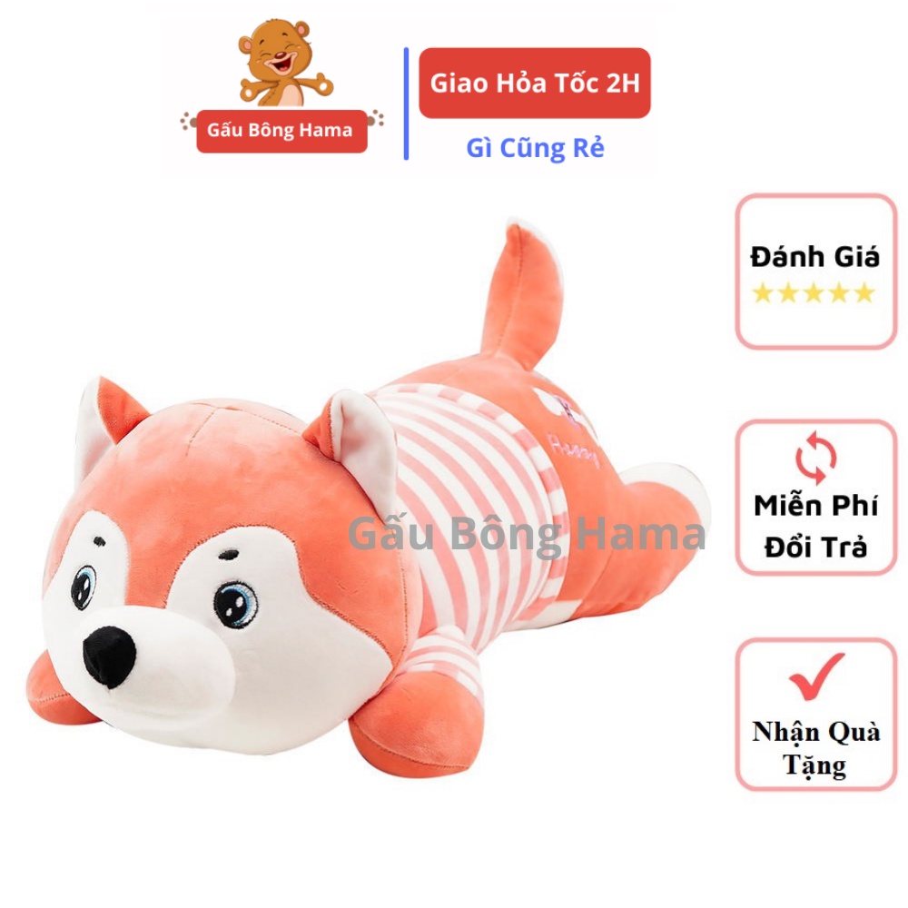 Gấu Bông Gối Ôm thú nhồi bông Chó Husky Áo Kẻ hàng cao cấp Qùa Tặng Ý Nghĩa Gấu Bông hama