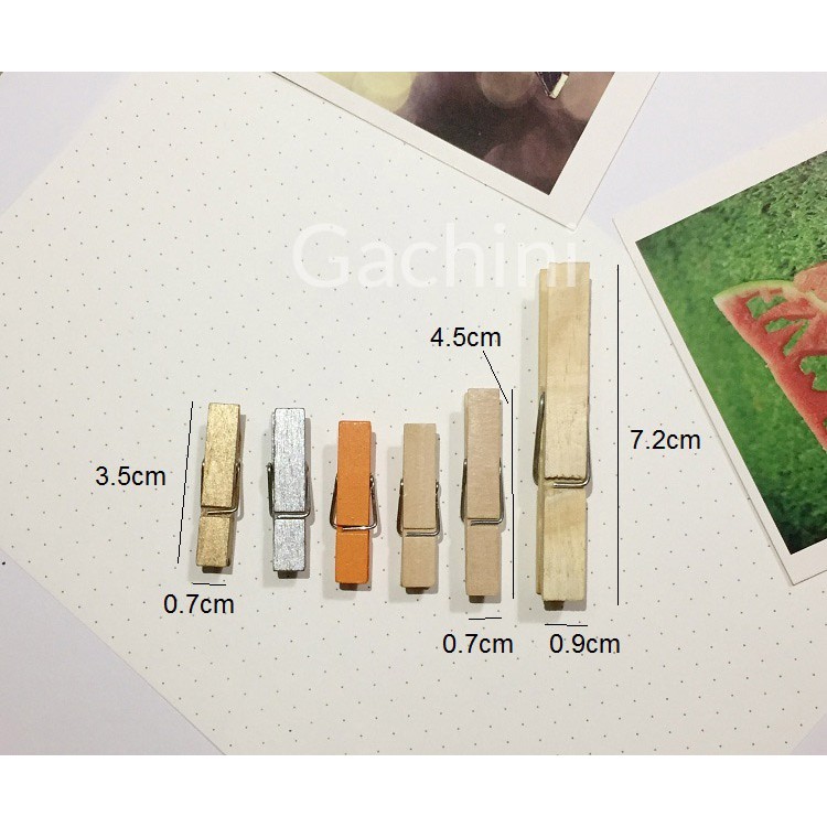 Gói 50 kẹp gỗ nhiều màu kèm 5m dây