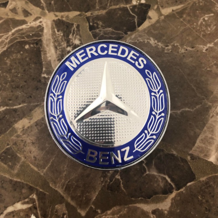 Logo chụp mâm, ốp lazang bánh xe ô tô Mercedes Benz cao cấp đường kính 75mm, Nhựa ABS + Phủ thủy tinh hữu cơ