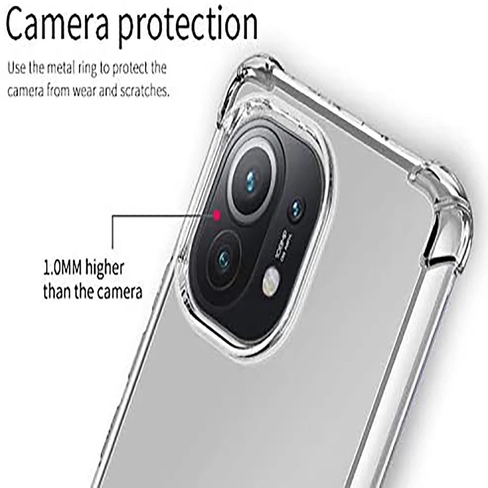 Ốp điện thoại trong suốt chống sốc cho Xiaomi Mi 11 Ultra 10T Pro Note 10 Lite Poco F3 X3 X4 GT NFC M3 F2 Pro