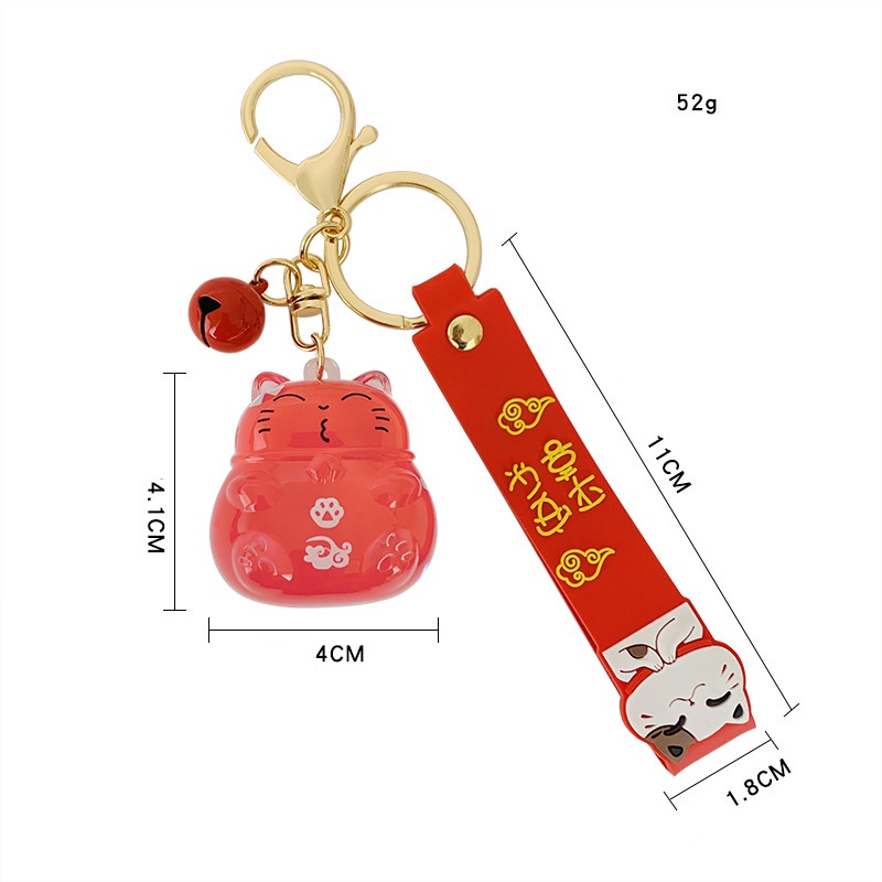 Móc khóa mèo thần tài bình nước dễ thương móc cặp, balo, túi xách - HO25