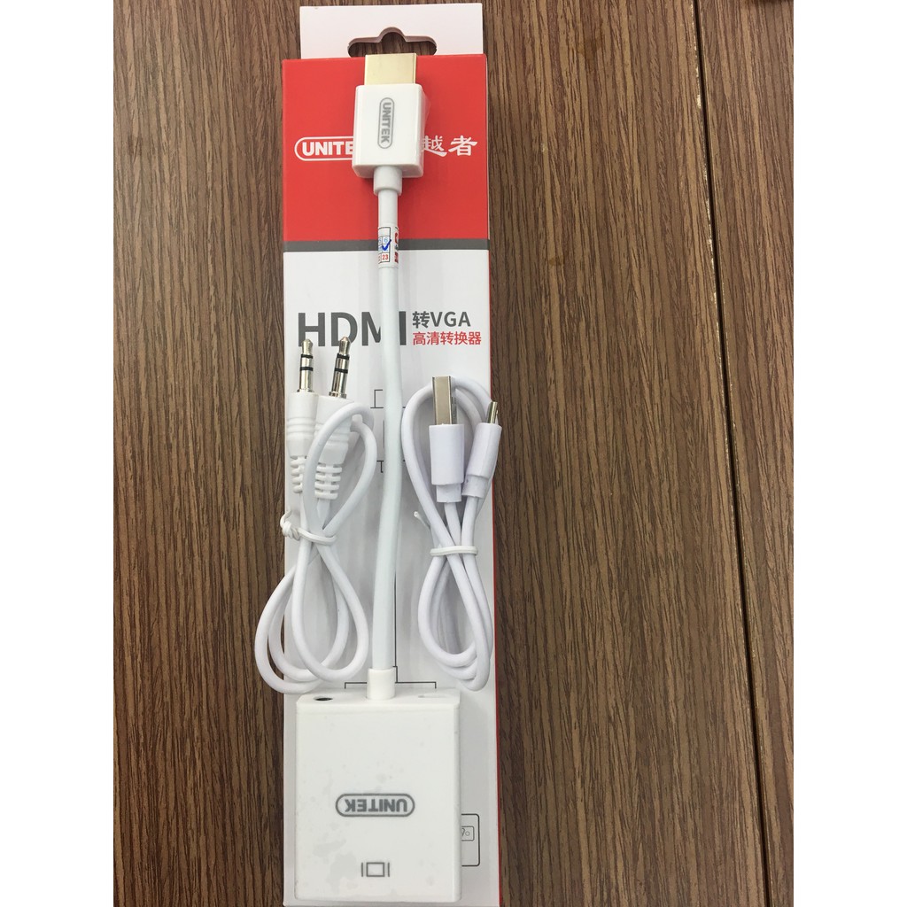 [Mã ELHACE giảm 4% đơn 300K] Cáp Chuyển HDMI To VGA + Audio UNITEK Y-6333WH