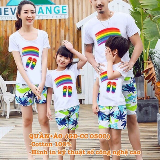 bộ gia đình đi biển áo quần gia đình mùa hè 3/4/5 người