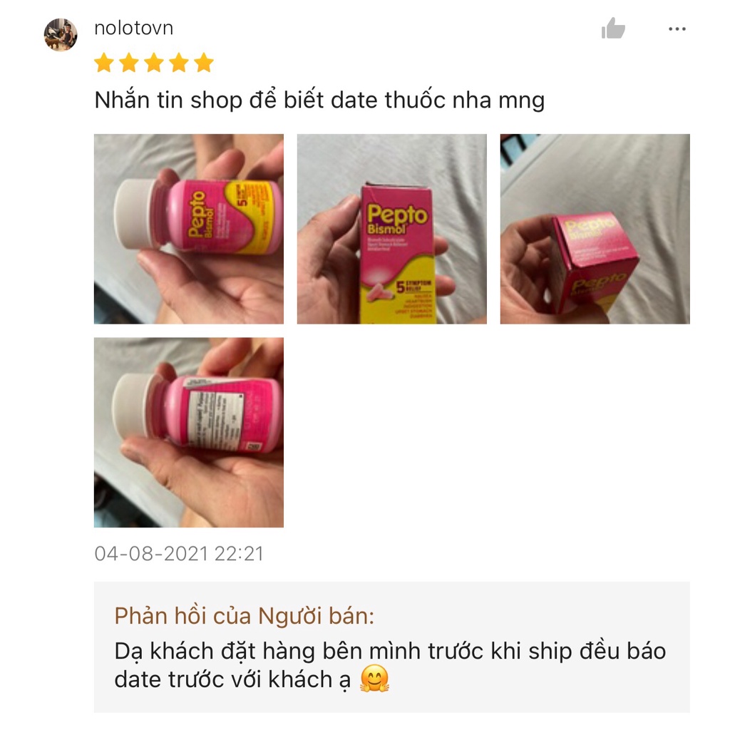 Viên tiêu hóa, đầy hơi, rối loạn tiêu hóa Pepto Bismol chuẩn Mỹ