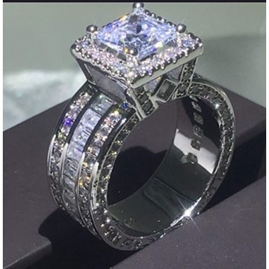 Nhẫn Bạc 925 Đính Đá Sapphire Trắng Tự Nhiên Thời Trang