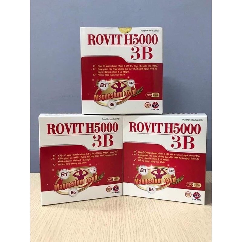 Rovit h5000 3b hộp 100 viên - bổ sung vitamin nhóm b,mg,giảm triệu chứng đau dây thần kinh ngoại biên