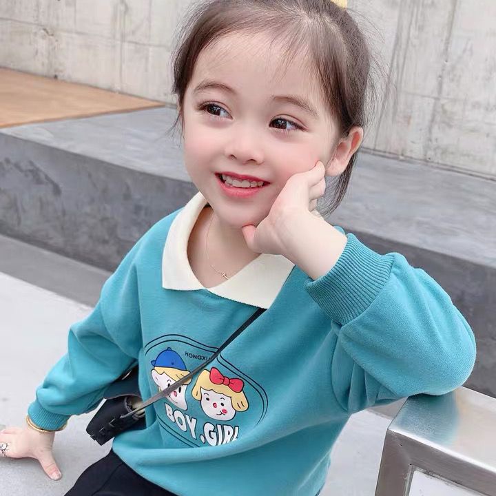 [Babycat] Hàng Có Sẵn Áo Sweatshirt Tay Dài Phong Cách Nhật Bản Hàn Quốc Phương Tây Thời Trang Mùa Xuân Dành Cho Bé Gái