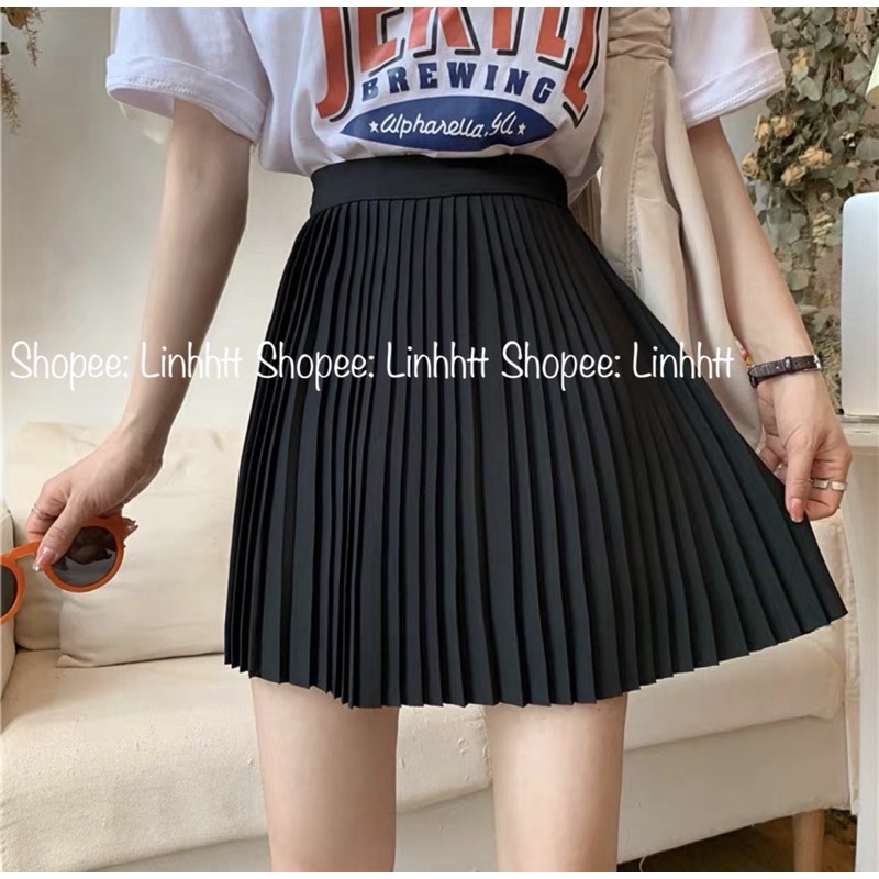 Chân váy ngắn xếp ly nhỏ BASIC Ulzzang đủ size Chân váy dập ly ngắn có quần trong chân váy ulzzang linhhtt Linh htt