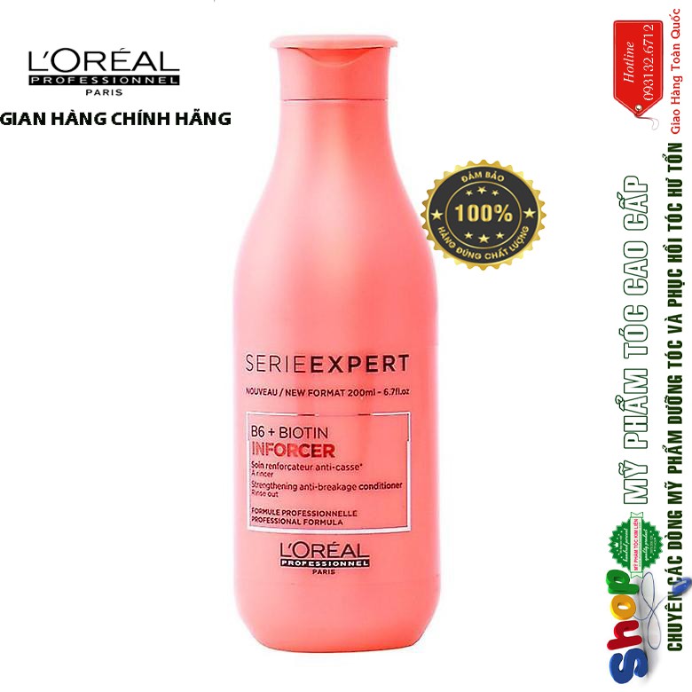 ]L'oreal-chính hãng] Dầu xả tăng cường dưỡng chất cho tóc gãy rụng L'oréal Inforcer B6 + Biotin 500ml/200ml