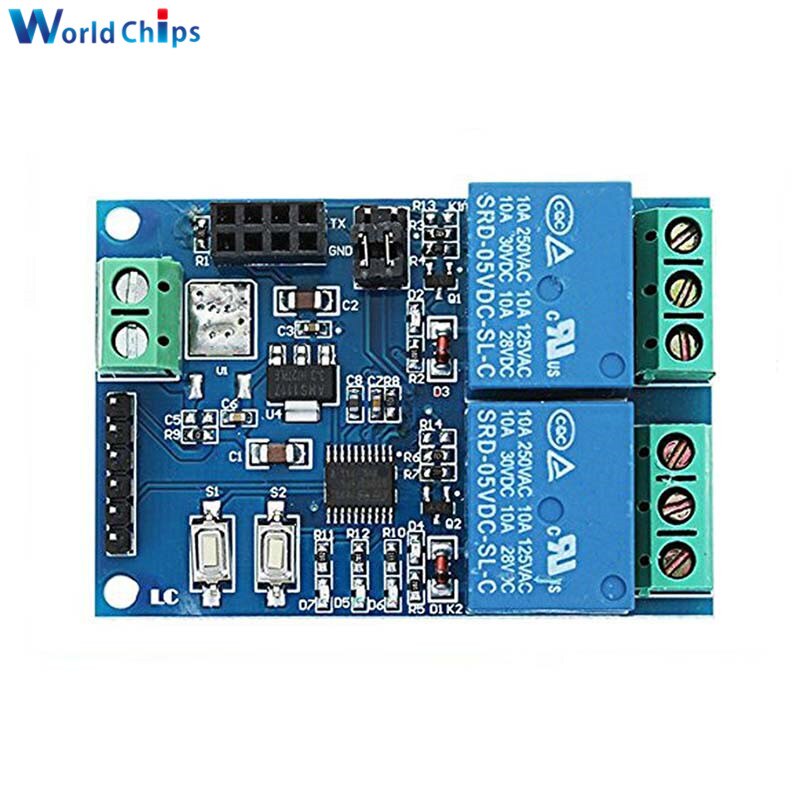Mô Đun Rơ Le WiFi Không Dây DC 5V ESP8266 ESP-01 2CH Chuyên Dụng Cho IOT