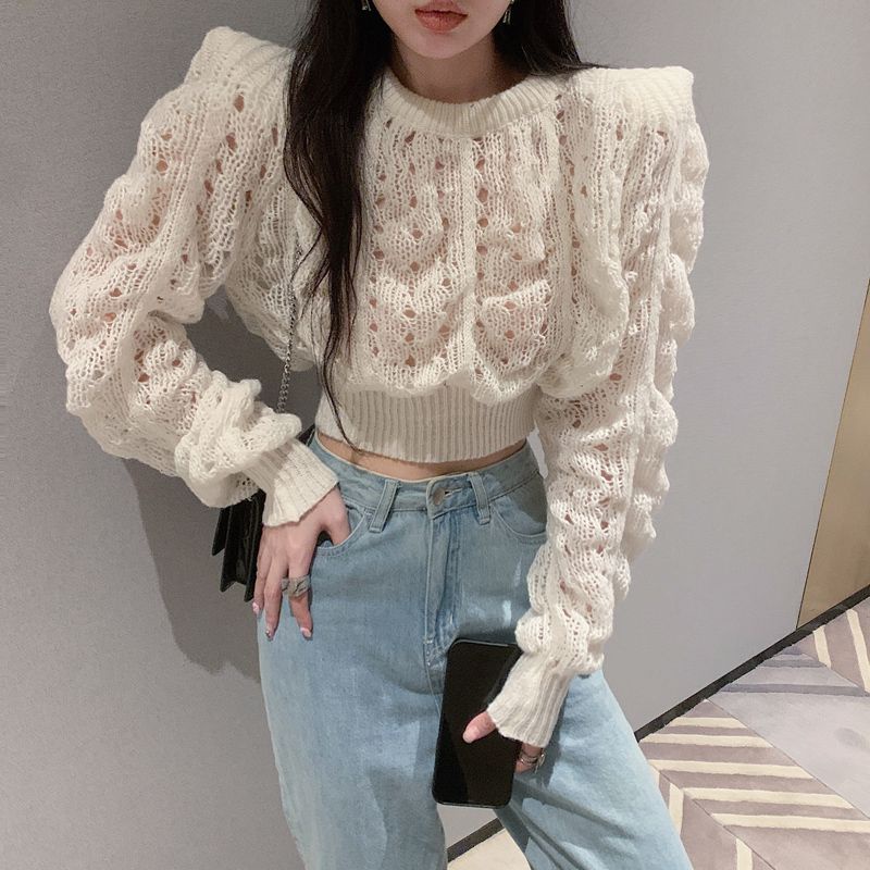 Áo Sweater Dệt Kim Mỏng Góc Phải Phong Cách Retro Mùa Thu Mới