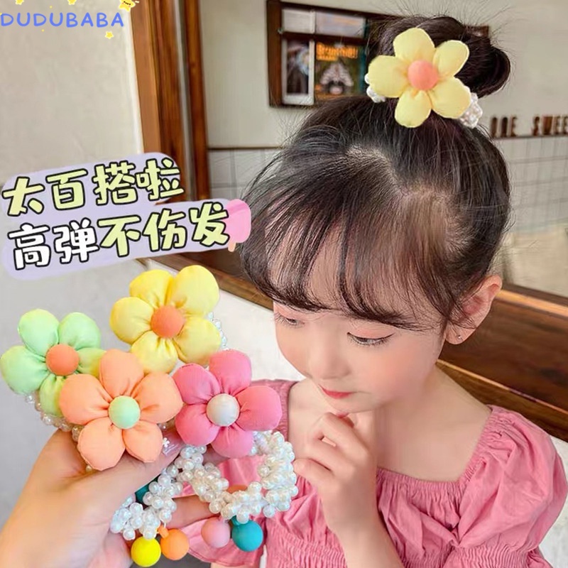 Dây Buộc Tóc Hình Vương Miện Đính Ngọc Trai Phong Cách Mới Cho Bé Gái