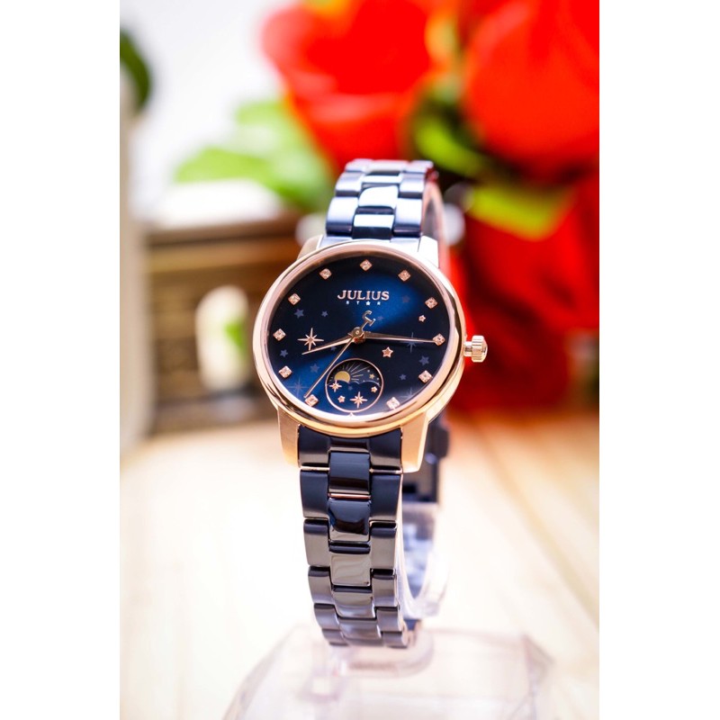 Đồng Hồ Nữ JS-029 Kính Sapphire Julius Star Hàn Quốc (Xanh)