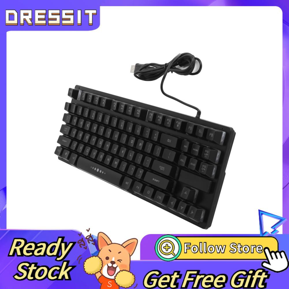 Dressit Mechanical Keyboard 87 Keys Wired USB Backlight Gaming Supplies for Laptop GK‑10