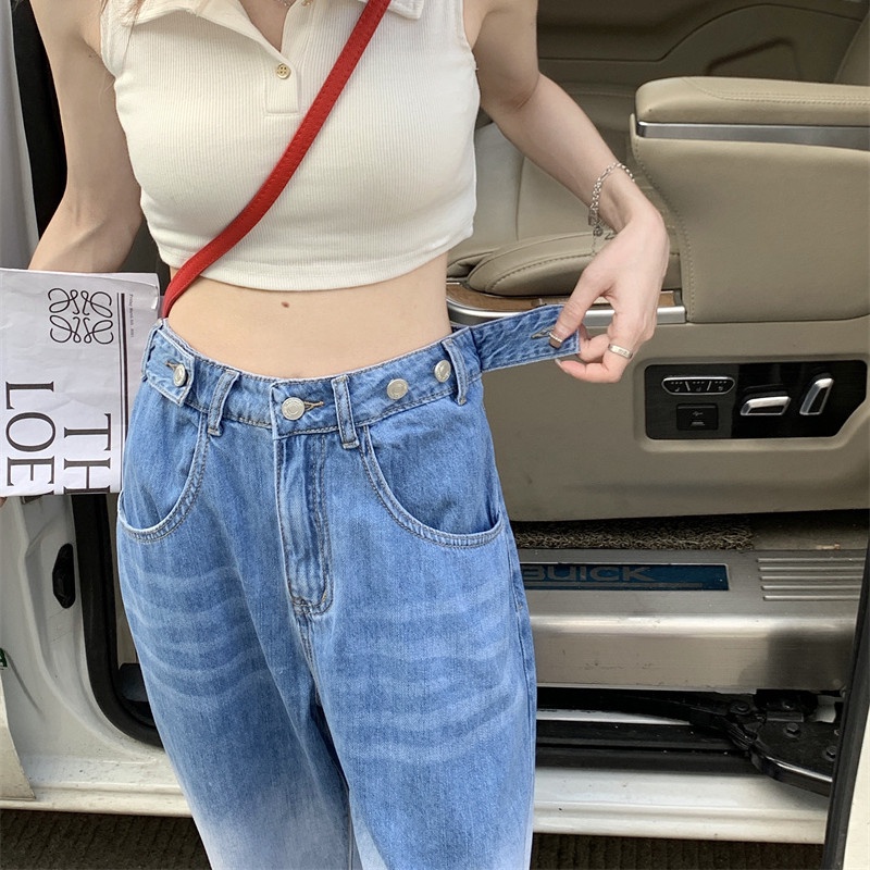 Quần Jean Dài Dáng Rộng Màu Gradient Thời Trang Cá Tính