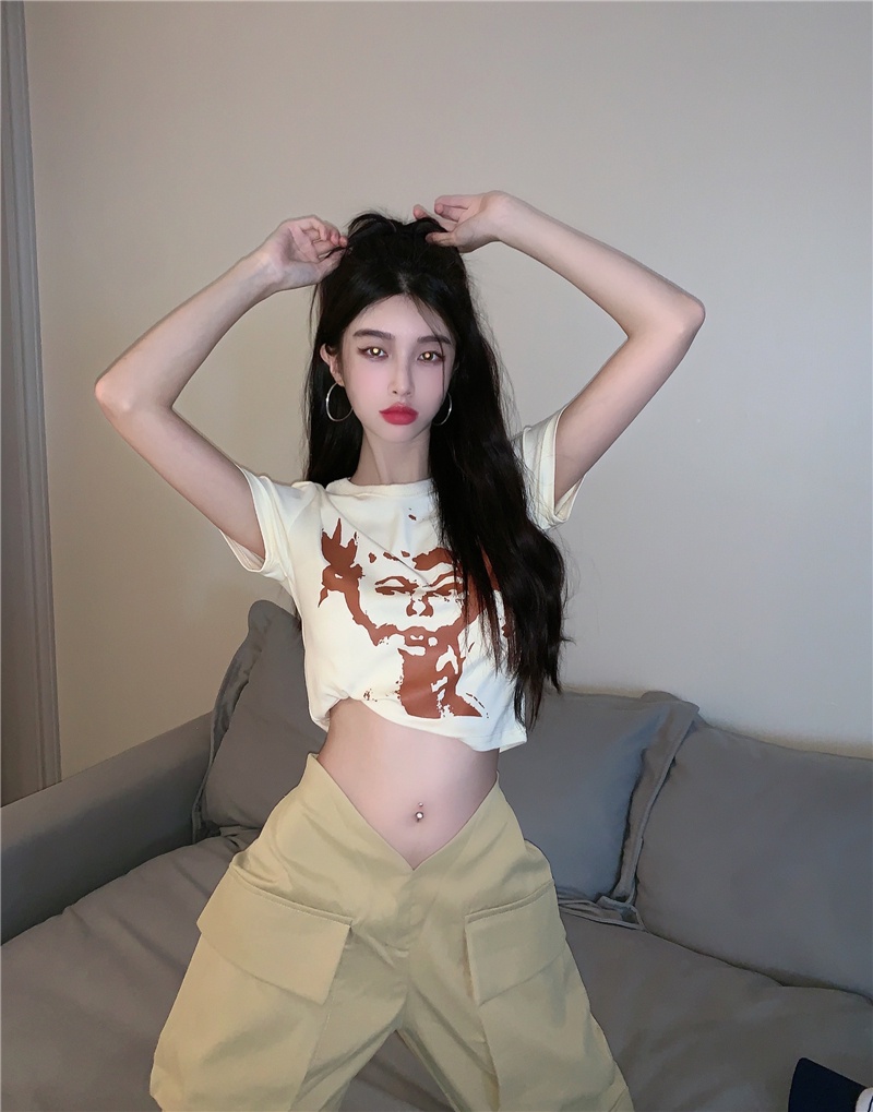 Áo Thun Ngắn Tay Dáng Ôm In Họa Tiết 51280 Dễ Phối Đồ