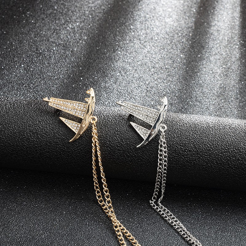 Ghim cài áo Vest Nam Lapel Pin thời trang hình con thuyền đính hạt đá dây cài GH-326 {Phụ kiện Vest - AdamZone}