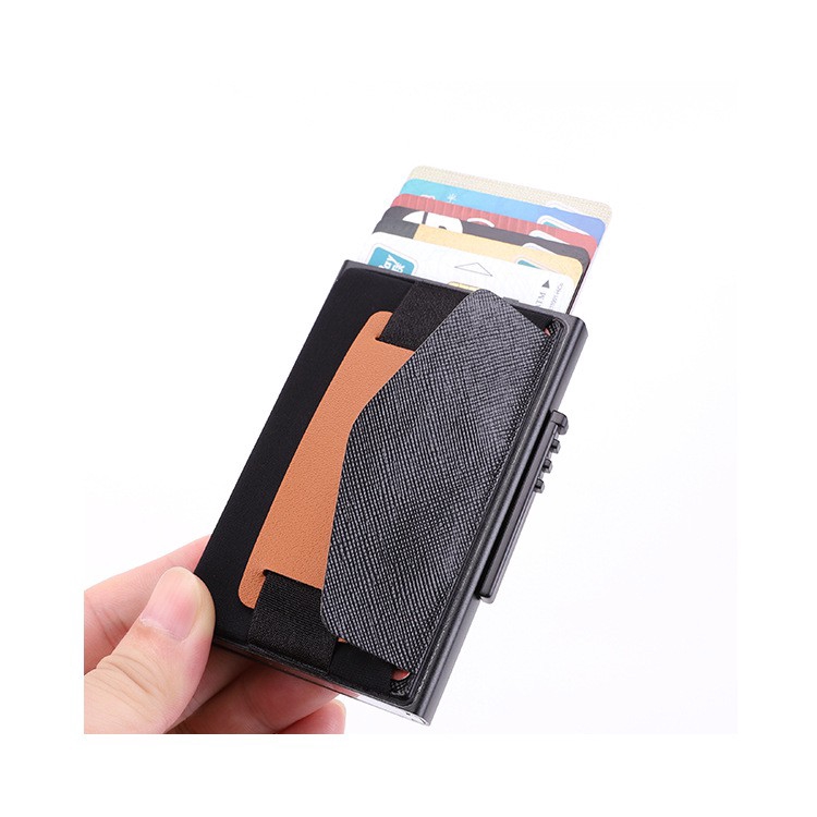 HYX Metal RFID Blocking Pop-Up Bank Credit Card Holder Portable Anti Theft Card Clip Case Bag