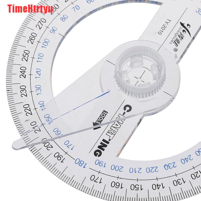 TimeHtrtyu Portable Diameter Of 10cm Plastic 360 Degree Pointer Protractor Ruler