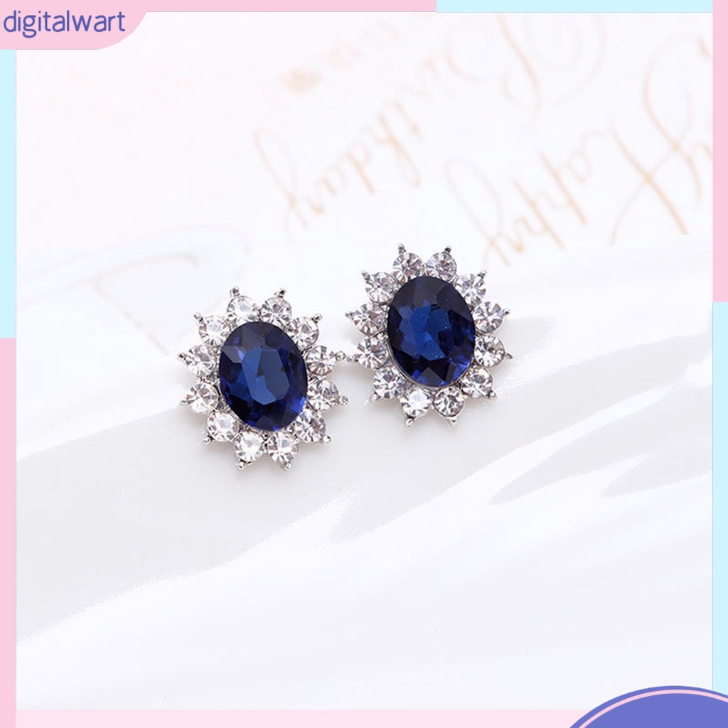 Bộ Vòng cổ + Bông Tai Đính Đá Sapphire Sang Trọng Cho Nữ