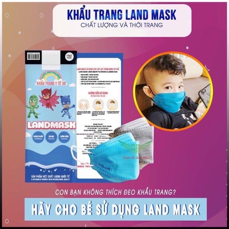 Khẩu Trang 3D Mask LAND MASK FREESHIP Khẩu Trang Y Tế Kháng Khuẩn ,Ngăn Bụi Mịn, Hot