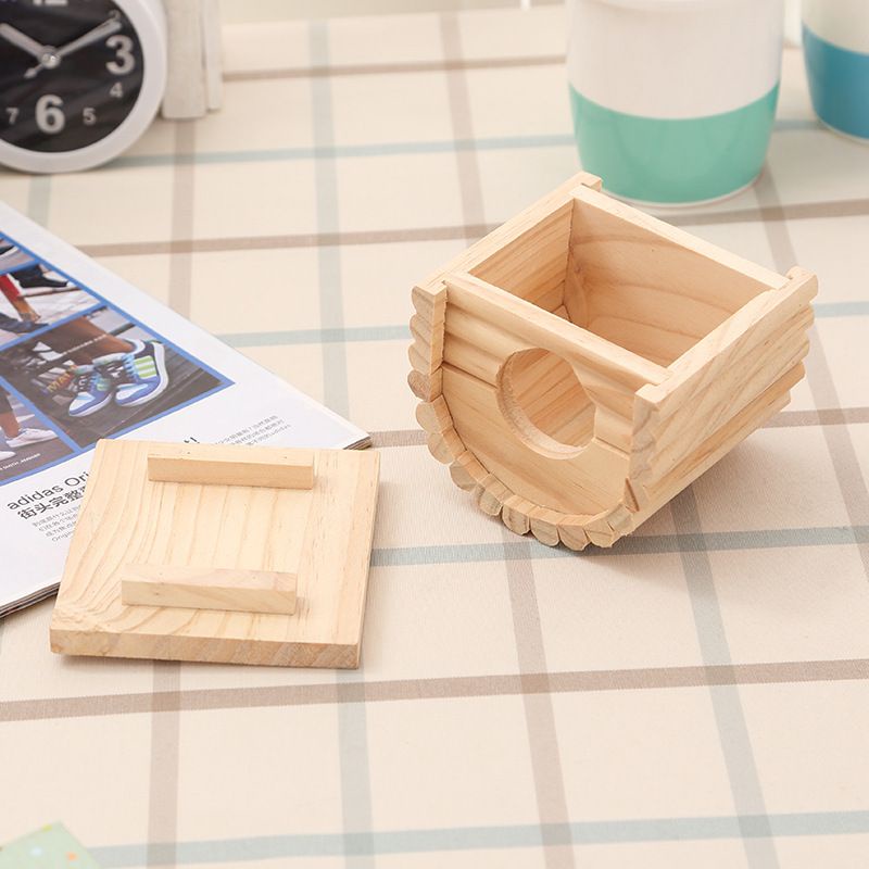 Nhà Ngủ Cho Lồng Hamster Gỗ Thông Cao Cấp Mái Tròn 11*10*9cm