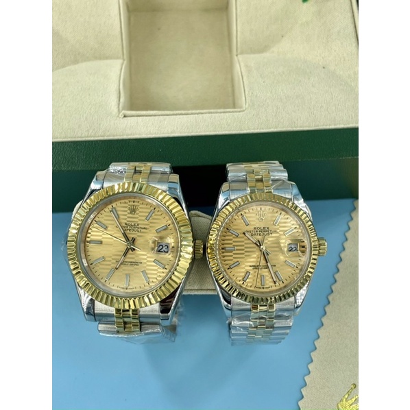 Đồng Hồ Nam Rolex Day-date máy cơ Automatic Nhật,dây demi mặt vàng,2 size 38 và 41 , kim cọc số dạ quang