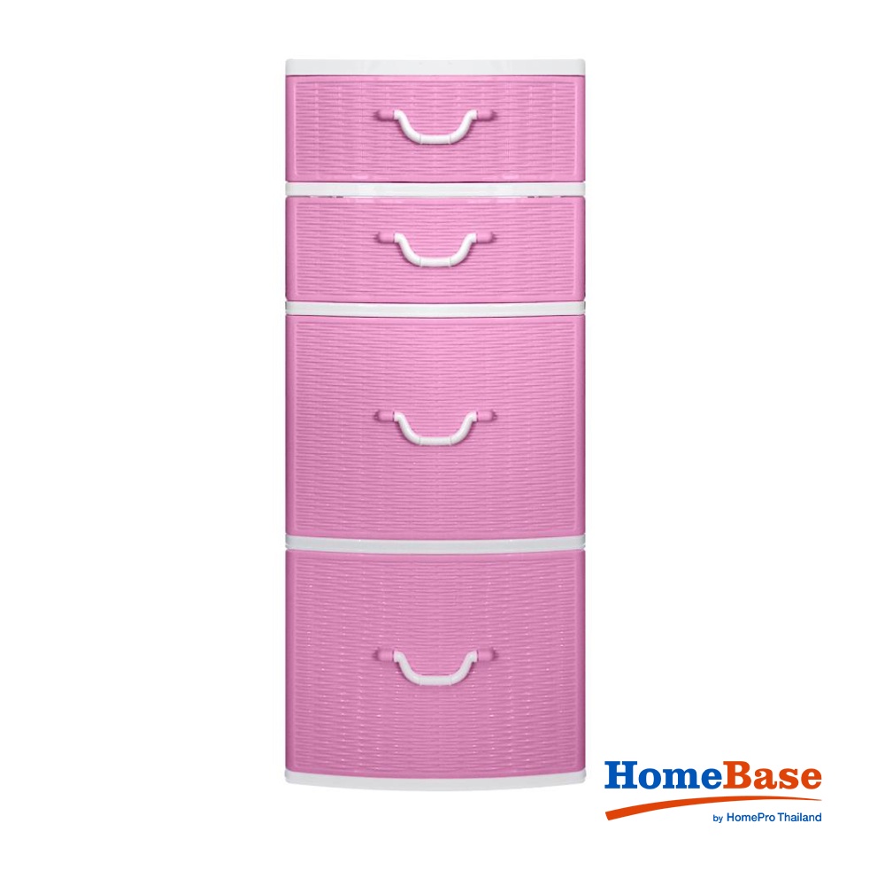 HomeBase ME LIVING Tủ nhựa 4 tầng MIRACLE Thái Lan W42xD49xH110cm màu hồng