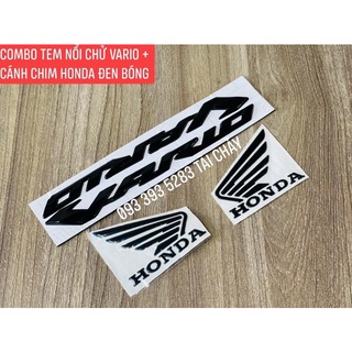 Combo tem nổi vario đen bóngb+ cánh chim honda đen