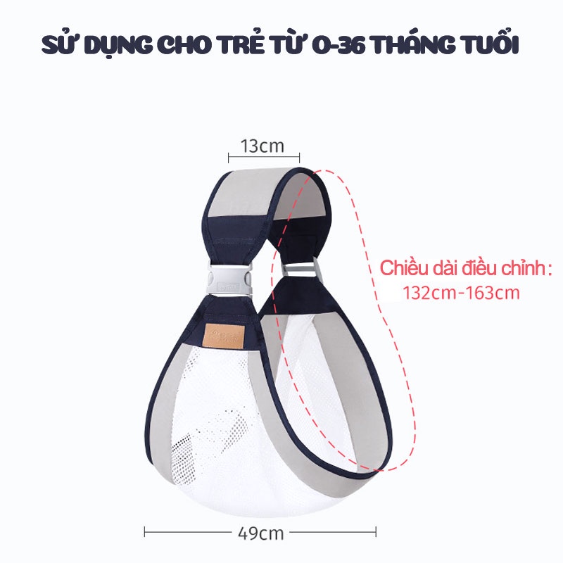 Địu vải cho bé dạng lưới thông thoáng, cho bé 0 - 18 tháng [Loại đẹp]