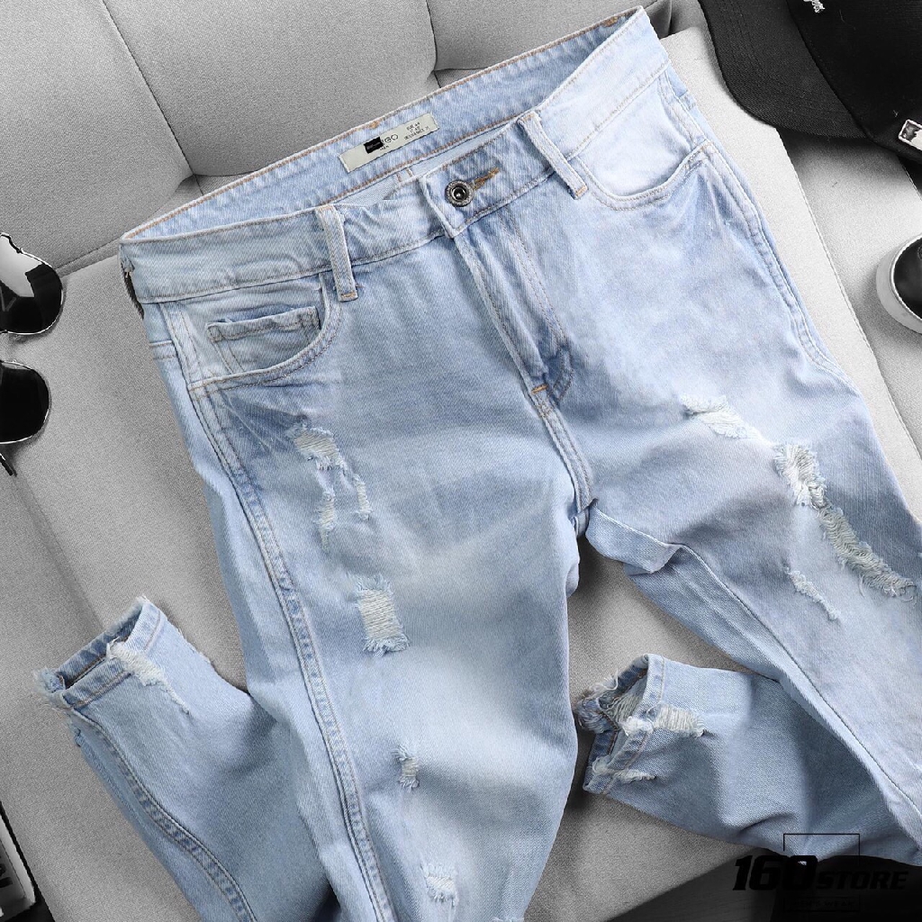 Quần jean nam mẫu mới,màu xanh nhạt rách xước,quần bò đẹp giá rẻ tcs 6 | BigBuy360 - bigbuy360.vn