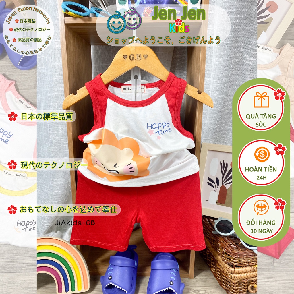Bộ Quần Áo Ba Lỗ cho Bé 8-27kg, Minky Mom, Thun Lạnh, Mềm, Mịn, Mát, in Hình Thú Cưng Xỉu, BL-IN29
