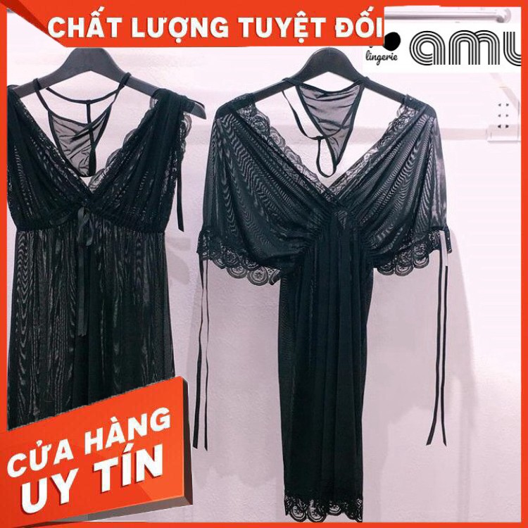 Váy ngủ sexy big size tới 70kg voan thun phối ren trễ vai 🔥FREESHIP 50K🔥 đầm ngủ sexy xuyên thấu sale giá rẻ - Hàng nh