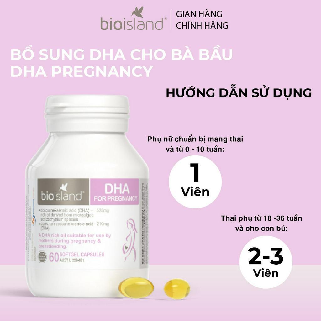 Viên vitamin bầu DHA Bioisland 60 viên phát triển trí não thai nhi, bé thông minh khỏe mạnh, hỗ trợ sáng mắt