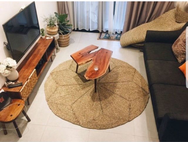 Thảm Cói, thảm cói tròn hình ngôi sao decor, Trang Trí Nhà Cửa Chụp Ảnh Cực Xinh size 1m2