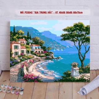 Tranh sơn dầu số hóa tự tô - PC0342 Eo biển mùa xuân 40x50 có khung