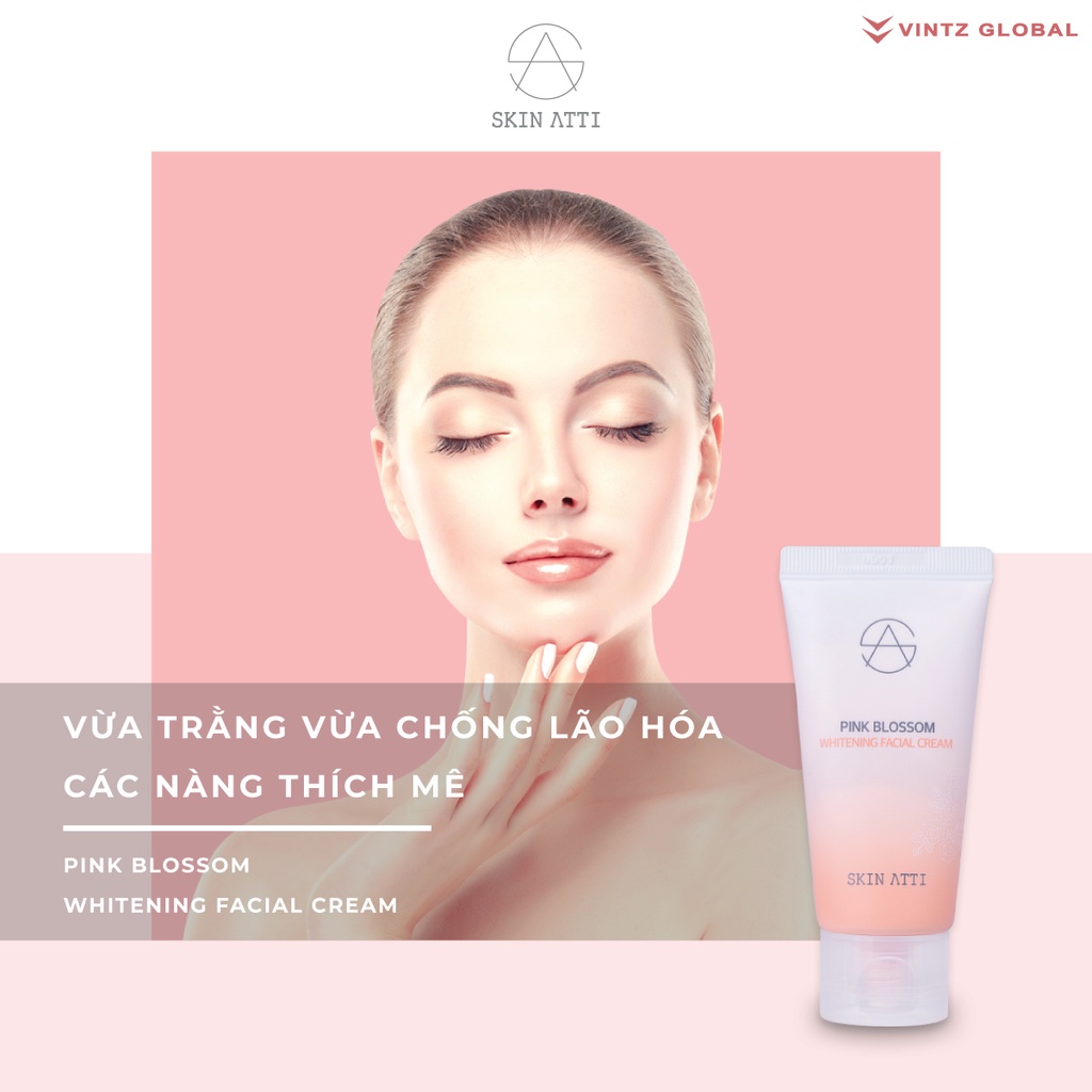 [DATE 04/22] Kem dưỡng trắng nâng tone cho da mặt Skin Atti Pink Blossom Whitening Facial Cream 50ml (Hàn)