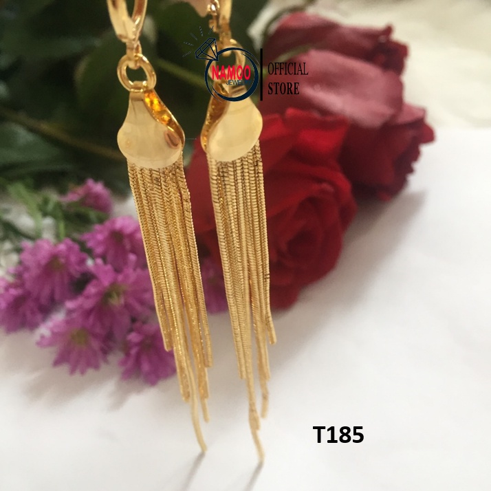 Bông tai Mạ Vàng Nữ 18k Cao Cấp, Hoa Tai Nữ Hợp Kim Không rỉ Dễ phối đồ T185