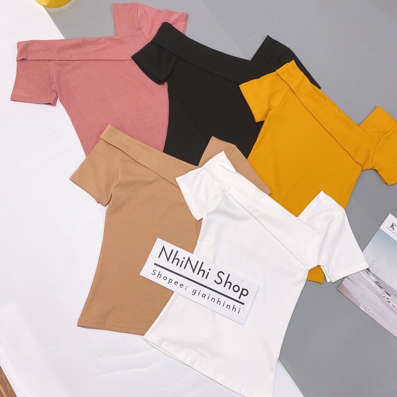 Áo thun ngắn tay lệch vai kiểu mới, Áo kiểu vai lệch tay cộc vải cotton co giãn CS1303 - NhiNhi Shop | BigBuy360 - bigbuy360.vn