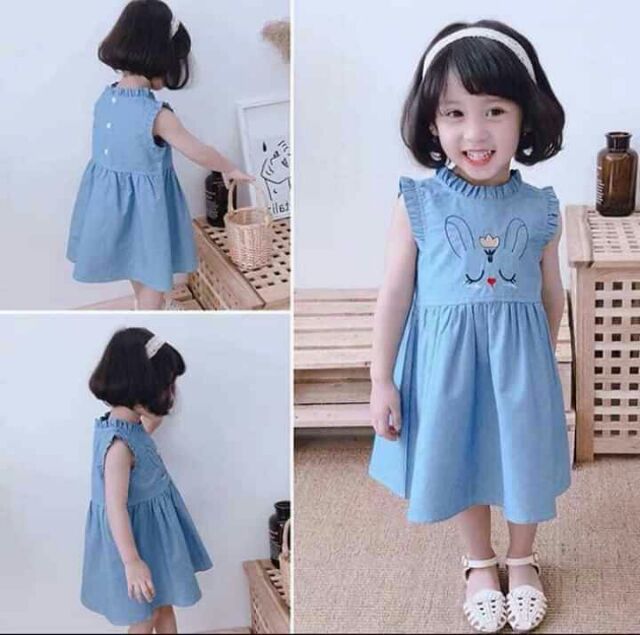 Đầm jean mềm cho bé gái
