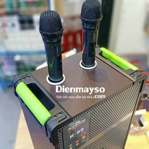 Loa kéo di động Kiomic K99 chính hãng bass 2 tấc công suất 200w tặng kèm 2 mic hát karaoke cực chất