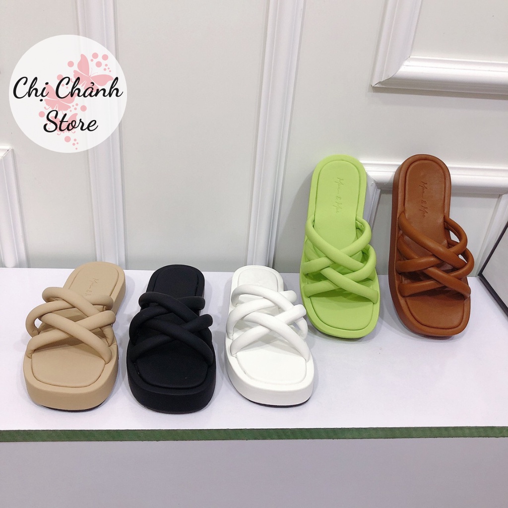 Dép Nữ Quai Ống 2p Kiểu Đan Chéo Chất Da Bọc Mềm Form Đẹp Mang Cực Êm - Dép Đế Bệt Nữ Chichanh Store