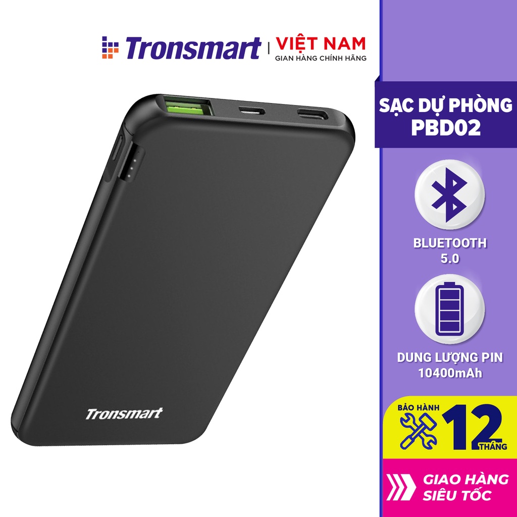 Sạc dự phòng 10000mAh Tronsmart TM-363477 Sạc nhanh PD QC 3.0 2 cổng USB + USB-C - Hàng chính hãng - Bảo hành 12 tháng