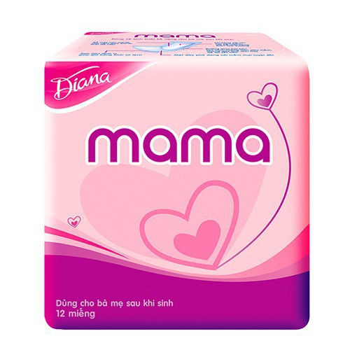 Băng vệ sinh Diana Mama cho mẹ sau sinh 12 miếng bịch, băng cho phụ nữ sau sinh