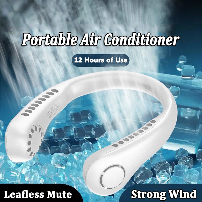 Quạt Thể Thao Mini 3 Tốc Độ 3000mAh Không Cánh Đeo Cổ Di Động Mùa Hè 2022 Có Thể Sạc Lại