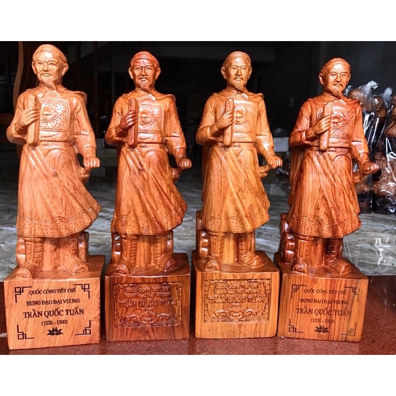 Tượng gỗ hương Hưng Đạo đại vương Trần Quốc Tuấn cao 20, cao 30, cao 40, cao 50, cao 60 . Trang trí phong thuỷ nội thất